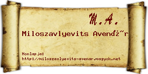 Miloszavlyevits Avenár névjegykártya